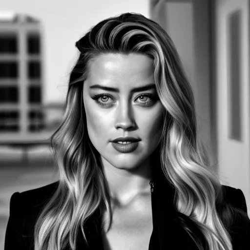 Prompt: photo realistic portrait of Amber Heard, centered in frame, facing camera, symmetrical face, ideal human, 85mm lens,f8, photography, ultra details, natural light, light background, photo, Studio lighting, 4K, ultrarealistic