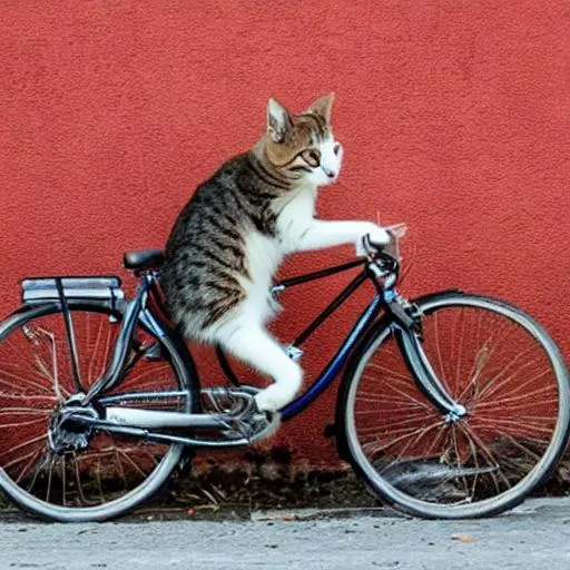 A cat riding a bike | OpenArt