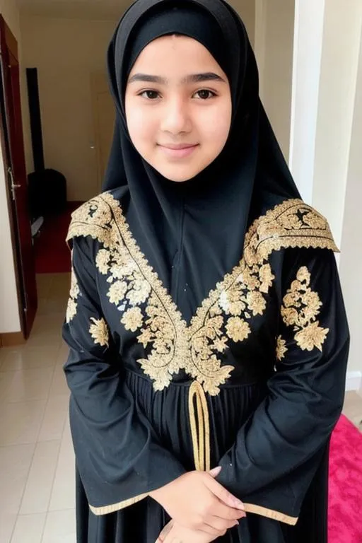 Prompt: Girl 15yo, Niqāb, Abaya,