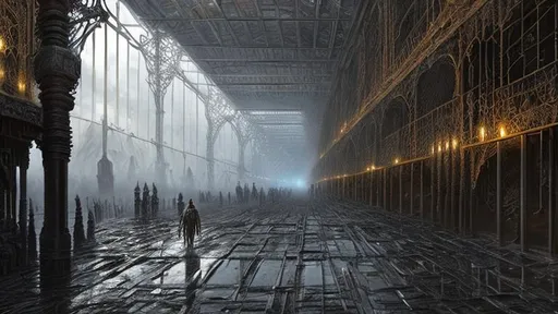 Prompt: Large Stilted Pier side warehouse made out of stone, Evil Fantasy, Pathfinder, Eldritch, H.R. Giger, WLOP, Greg Rutkowski, Dark Fantasy, Insanely Detailed, Intricately Detailed, Hyperdetailed, Epic Masterpiece, bokeh, ethereal, flickering light