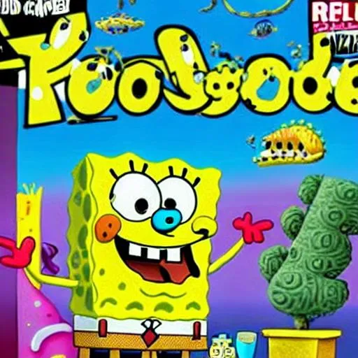 Prompt: spongebob on the cover of a food magazine 8 k hdr detailed 4 k 1 6 k