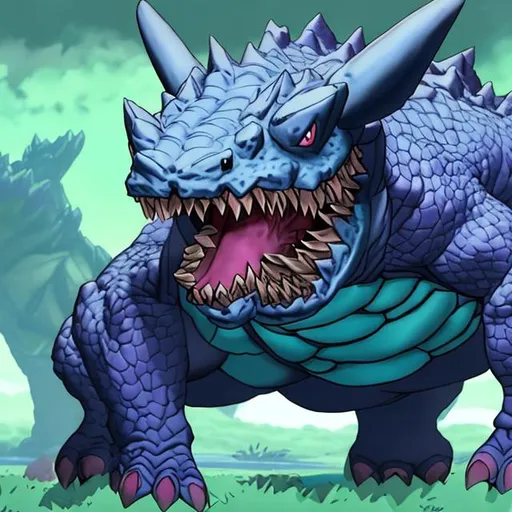 Prompt: Nidoking from Pokémon infected with the Venom