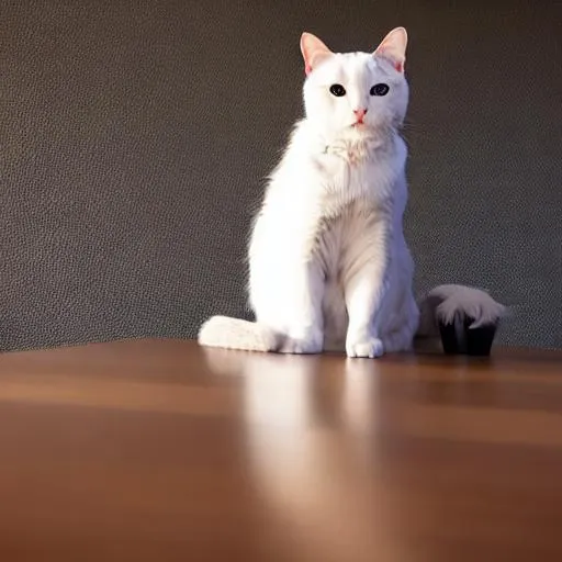 Prompt: photo of a cat sitting on a table
