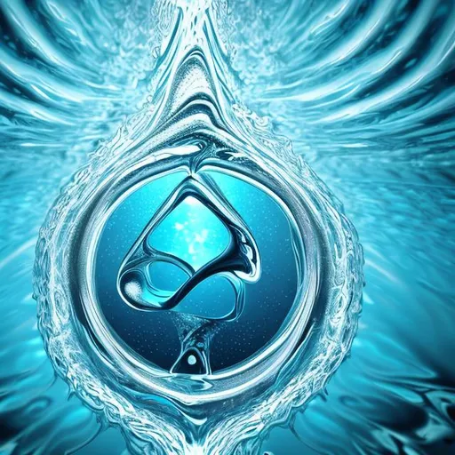 Prompt: element of water 
image using fractals and a symbol

