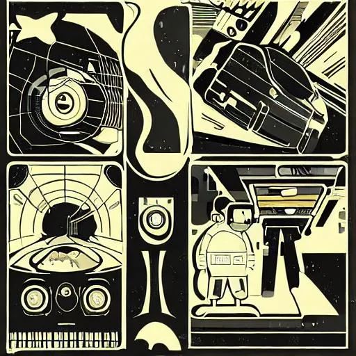 Prompt:  midnight, pitch black, medium shot, retro-futurism, muted colors minimal realistic style cartoon style, a anger king 