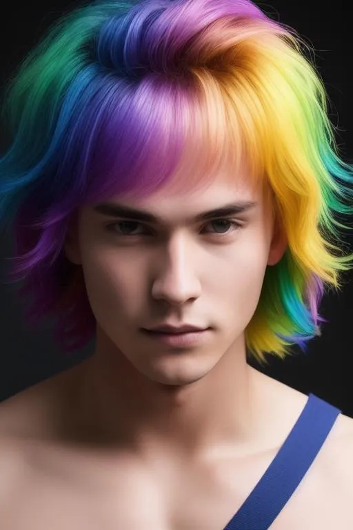 Prompt: full bodyshot  of {homosexual young gay man} with {rainbow dyed} hair and with cute face action pose, {gay parade}, perfect composition, hyperrealistic, super detailed, 8k, high quality, trending art, trending on artstation, sharp focus, studio photo, intricate details, highly detailed, by greg rutkowski, Photorealistic award-winning photography, Bokeh, Depth of Field, HDR, extremely detailed, trending on artstation, trending on CGsociety, Intricate, High Detail, dramatic, masterpiece, best quality, high quality, hyperrealistic, hyperdetail, extremely detailed unreal engine, 64k, 8k, 4k, 
