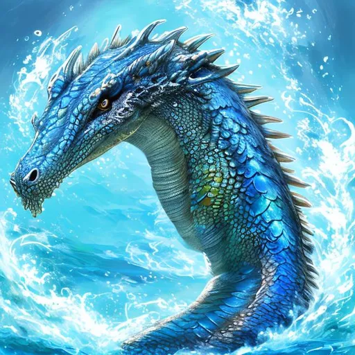 Prompt: water dragon, digital art
