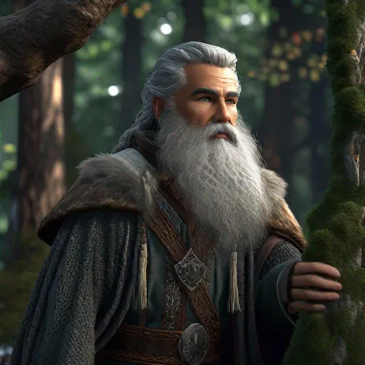 Prompt: D&d druid in the forest, long grey beard, highly detailed, professional, render, Sharp focus, HD, UHD, HDR, hyperrealistic 