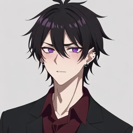 Black to Purple Messy Cool Boy Anime Hair