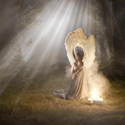 Prompt: long shot high definition professional photograph of a satanic ritual, liminal space, heavenly lighting, hyper realistic, ethereal atmosphere, scary angel in view, creepy 
