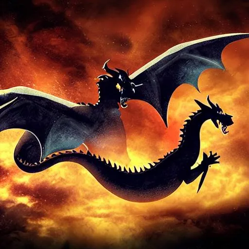 Prompt: two dragons fighting in the sky