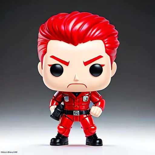 Prompt: Funko pop red hair man figurine, made of plastic, product studio shot, on a white background, diffused lighting, centered