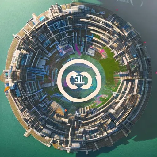 Prompt: Circle 3D logo design of Sydney with city of the future and robots, cinematic like Game of Thrones