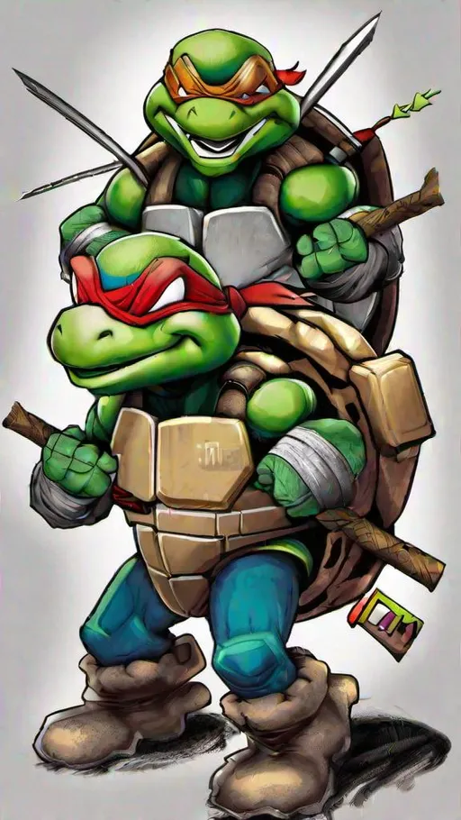 Prompt: tmnt mario mashup