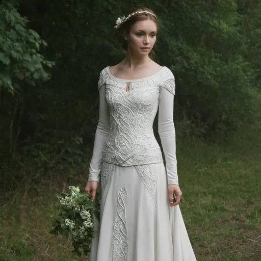 Prompt: wedding dress, celtic style, 