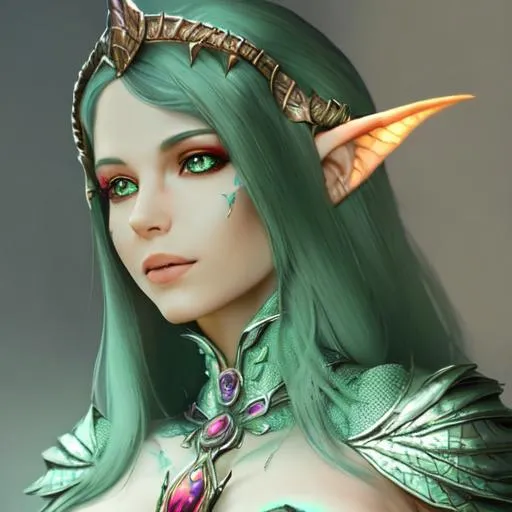 Prompt: sorceress with dragon scales on her skin, photorealism