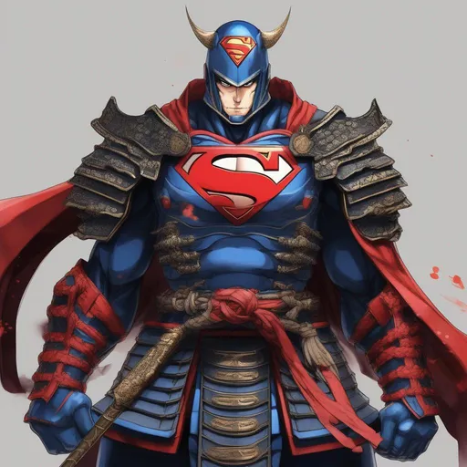 Prompt: Samurai  armor Superman anime artstyle