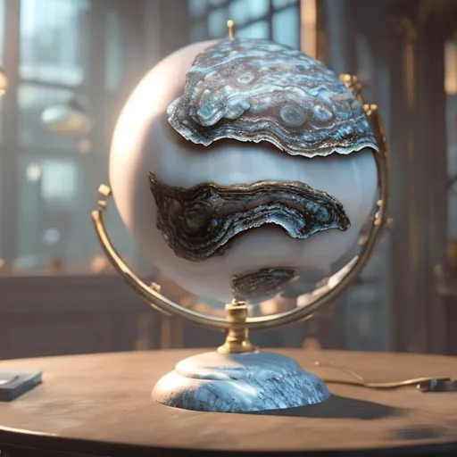 Prompt: globe in form of oyster, cinematic, cinematic lighting, unreal engine, super detailed