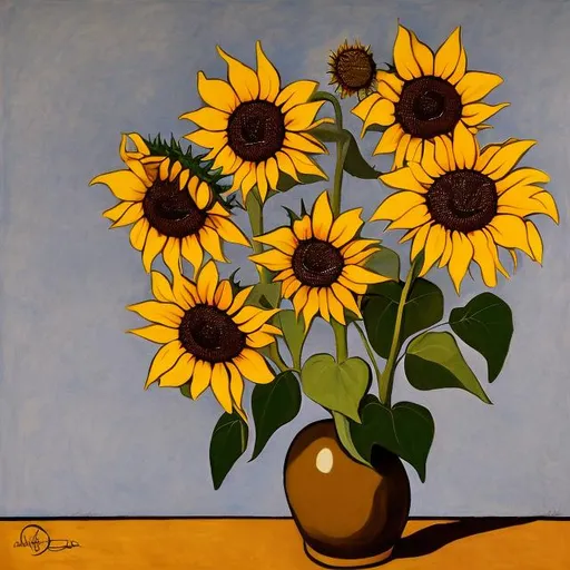 Prompt: sunflower in style of Margaret Preston