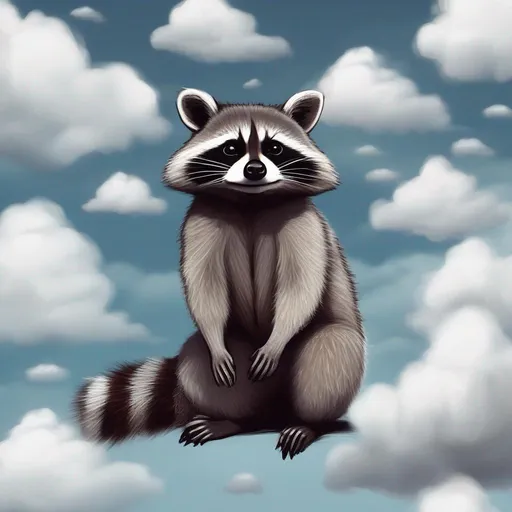 Prompt: racoon and the clouds realistic style

