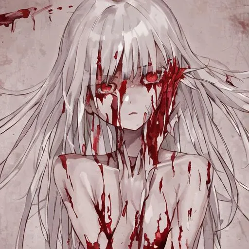 Prompt: girl bloody with cuts on her