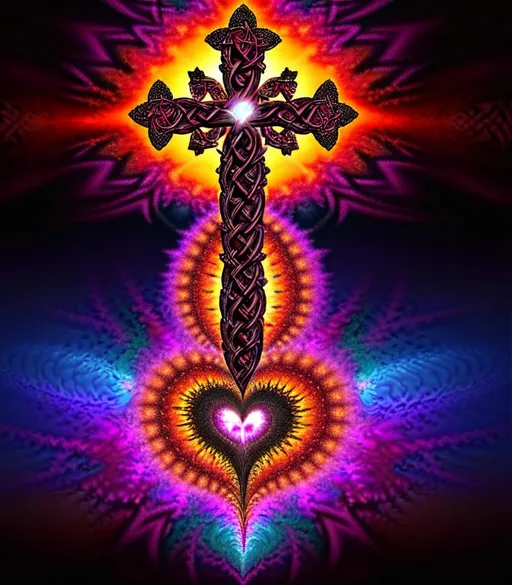 Prompt: Dark, Tropical 3D HD Mandelbrot Julia Fractal plasma {heart}sunset ({Celtic}Cross freeform psychedelic chaos ultra HD, digital painting,  Beach background, uber detailed, 64k, high quality, sharp focus, studio photo, intricate details, highly detailed --s98500