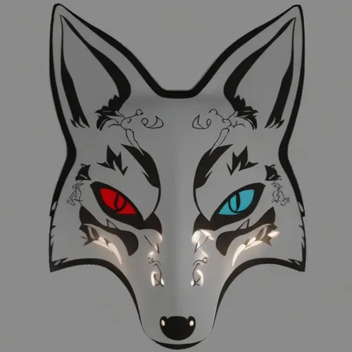Prompt: show me a beautiful japanese kitsune fox mask, 64k, UHD,