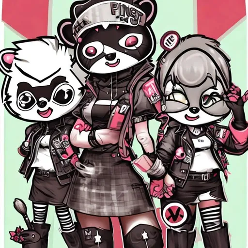 Prompt: Punk, Nurse, raccoon, cute