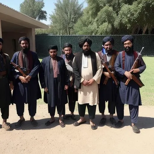 Prompt: the Taliban invading a school 