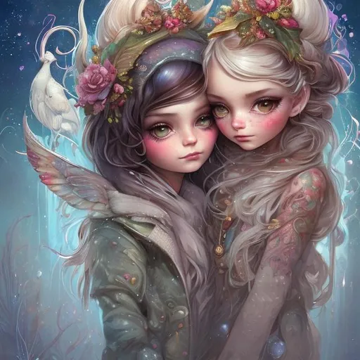 Prompt: [[NO BACKGROUND IMAGES]] style of Cheryl Griesbach and jasmine becket griffith, NORTH POLE village, digital art, Jean-Baptiste Monge style, bright, beautiful, splash, Glittering, cute and adorable, filigree, rim lighting, lights, extremely, magic, surreal, fantasy, digital art, wlop, artgerm and james jean, Broken Glass effect, no background, stunning, something that even doesn't exist, mythical being, energy, molecular, textures, iridescent and luminescent scales, breathtaking beauty, pure perfection, divine presence, unforgettable, impressive, breathtaking beauty, Volumetric light, auras, rays, vivid colors reflects