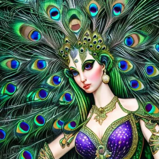 peacock fairy goddess, closeup | OpenArt