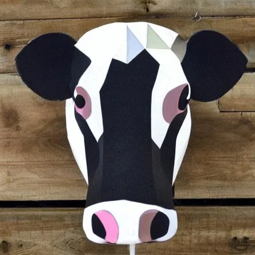 Prompt: a geometric black and white cow head