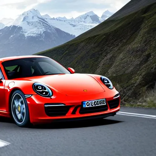 Prompt: Porsche 
992 911, fantasy, mountain road, vivid