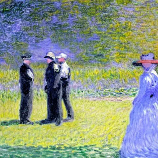 Prompt: A scene with police in Monet style