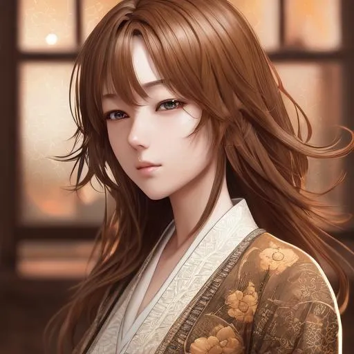 Prompt: Hagiwara Daisuke, hyperdetailed masterpiece, hori, intricate light brown hair, 8k, 16k, 64k, hd, high resolution, trending on artstation, 