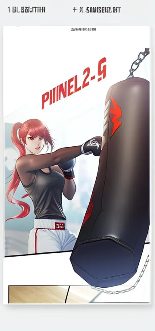 Prompt: Best quality, girl, (punching bag:1.2), master piece, punchingbag Beautiful tallgirl punching bag training muscle kicking punching sandbag High high quality 