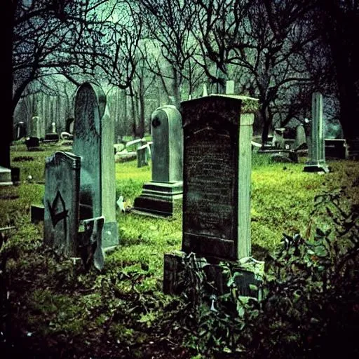 Prompt: haunted evil abandoned cemetery 