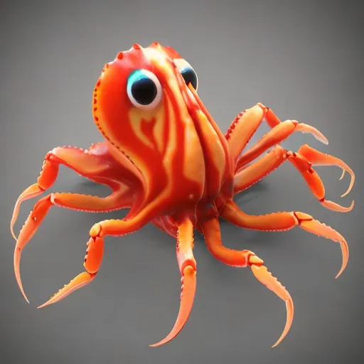 Prompt: crab hand squid model