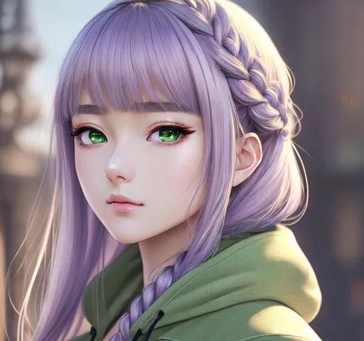Prompt: masterpiece, illustration, best quality:1.2), 1girl, solo, elegant , finely detailed, detailed face, beautiful detailed eyes, beautiful detailed shading, detail hands, beautifully detailed background, kamisato ayaka, anime, green eyes, blunt bangs, blunt tresses, hoodie, lavender hair, braid. the beautiful scene render that a beautiful girl lies in the arms of a huge white dragon in the fairyland surrounded by white clouds a comic portrait of a female necromancer with big and cute eyes, fine - face, realistic shaded perfect face, fine details. night setting. very anime style. realistic shaded lighting poster a girl with short blue hair and blue eyes is sitting on a cloud, anime style, light effect, anime style hyper detailed, illustration, bloody, intricate, elegant, digital painting, artstation, smooth, sharp focus, smooth shapes, art by artgerm and greg rutkowski and alphonse mucha. vivid, fine detail, hypermaximalist