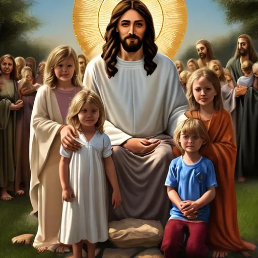 Prompt: jesus christ, children, family

