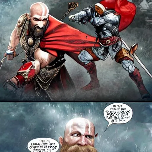 Drawing Kratos vs Thor (God of War Ragnarök)