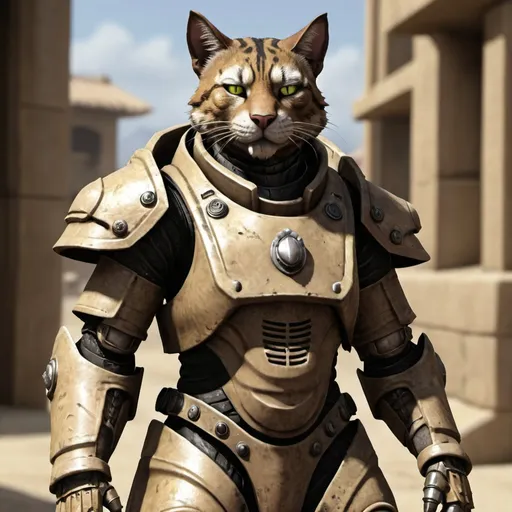 Prompt: Tabaxi power armor, very Tabaxi