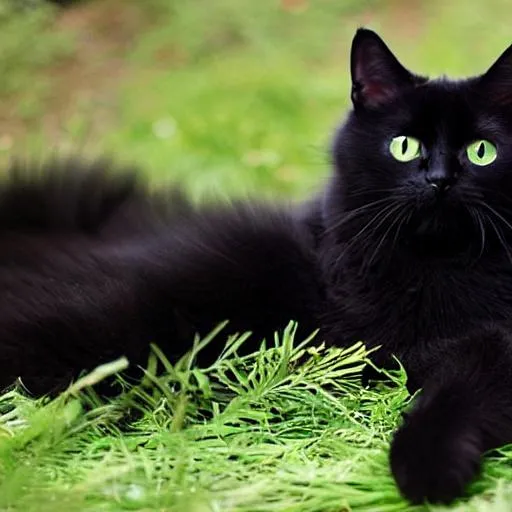 Prompt: fluffy black cat
