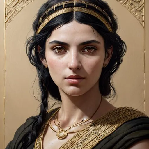 Portrait Of A Beautiful Ancient Greek Woman With Bl 