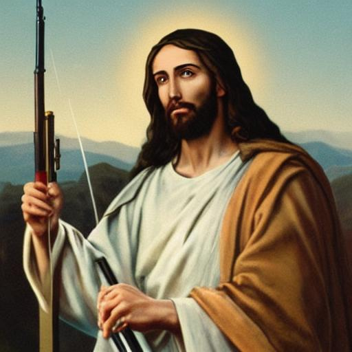 Jesus christ with rifle | OpenArt