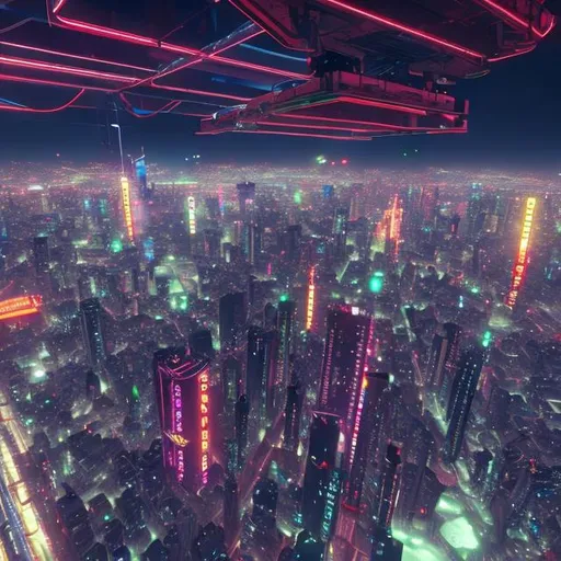 Prompt: A picture of Neon Tokyo from a skydiver perspective hyperrealistic unreal engine