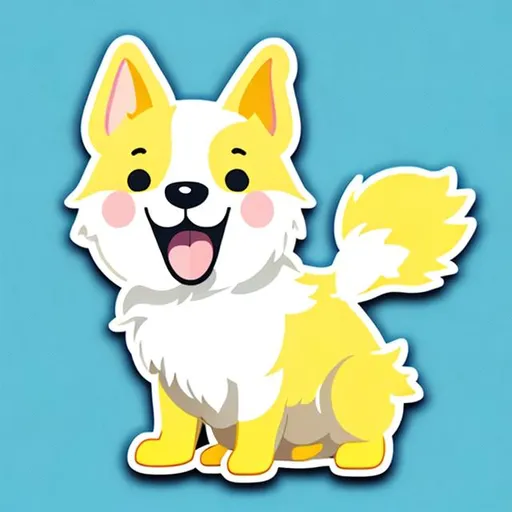 Prompt: ie-cut sticker, Cute 
kawaii yellow Labrador Retriever 
character sticker, white 
background, illustration 
minimalism, vector, 
pastel colors