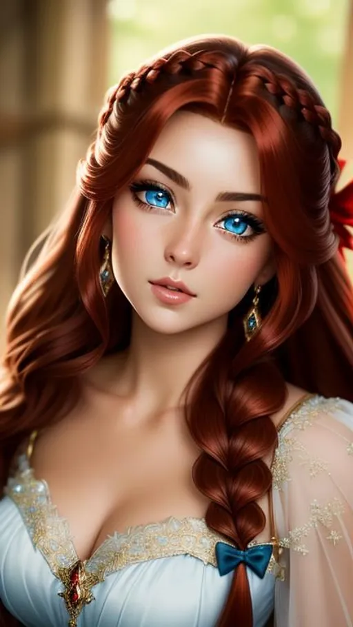 Prompt: {{{{highest quality concept art masterpiece}}}} oil painting, {{visible textured brush strokes}},

hyperrealistic intricate perfect full body of flirtatious seductive attractive cute gorgeous beautiful stunning feminine 2 year anime like hobbit girl with 
{{hyperrealistic intricate perfect  fiery red long braid beautiful hair}} 
and 
{{hyperrealistic perfect clear blue eyes}} 
and hyperrealistic intricate perfect seductive attractive cute gorgeous beautiful stunning feminine face wearing 
{{hyperrealistic intricate red and white wool adventurer's robes}}

soft skin and light blue  blush cheeks and scary sadistic mad, 
face 
perfect anatomy, perfect composition approaching perfection, 

hyperrealistic intricate warm summer sunrise forest in background, {{sunrise}}, 

anime vibes, 
fantasy, 
cinematic volumetric dramatic 
dramatic studio 3d glamour lighting, 
backlit backlight, 
128k UHD HDR HD, professional long shot photography, 
unreal engine octane render trending on artstation, 

triadic colors,
sharp focus, 
occlusion, 
centered, 
symmetry, 
ultimate, 
shadows, 
highlights, 
contrast, 