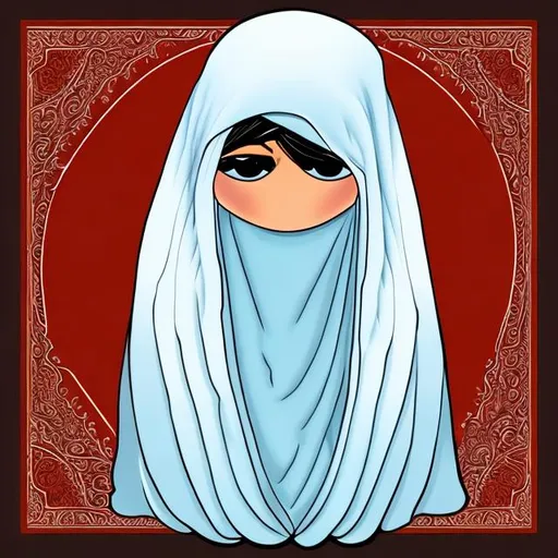 Prompt: sad afghan woman burqa angel wings cartoon
