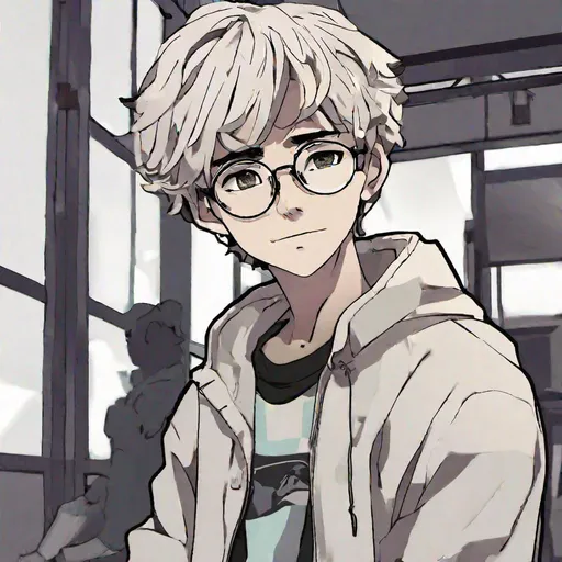 Prompt: a boy called matias with glasses in anime style
